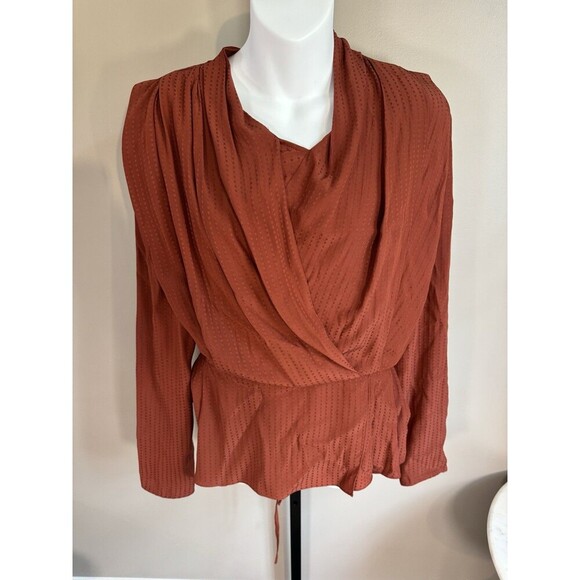 M.M. LaFleur Orange  Wrap Front Blouse Minimalistic Medium - Picture 1 of 5